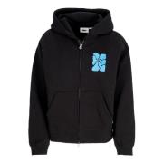 Svart Zip Hoodie Fleece Sweatshirt