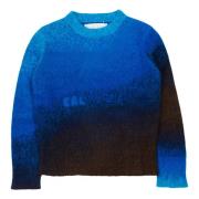 Blå Gradientgenser Strikket Unisex Crewneck