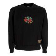 Svart Crewneck Genser Brodert Bomull