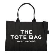 Svart Lerret Tote Bag med Logo