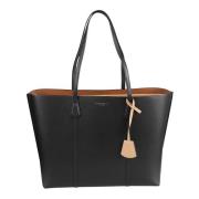 Svart Shopper Veske med Logo Charm