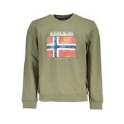 Grønt Fleece Sweatshirt med Rund Hals