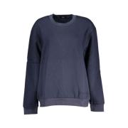 Blå Brodert Fleece Sweatshirt