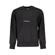 Svart Fleece Sweatshirt med Rund Hals