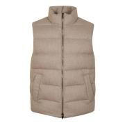 Beige Puffer Vest med Cashmere Blanding