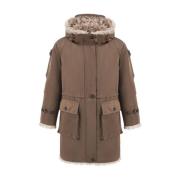 Reversibel vegansk pels parka jakke