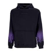 Flames Hoodie Svart/Lilla Langarmet