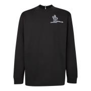 Svart Crew Neck Logo Print T-skjorte