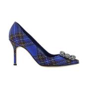 Tartan Wool Pumps med Krystallspenne