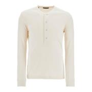 Elegant Ivory Henley T-skjorte