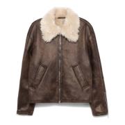 Brun Asante jakke med shearling kant