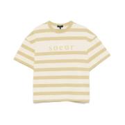 Stripete Crew Neck Brodert T-skjorte