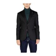 Sort Polyesterblanding Herre Blazer