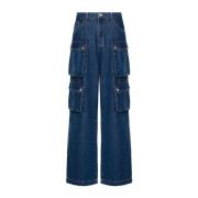 Blå Denim Wide Leg Jeans