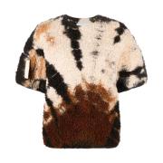 Beige Tie-Dye Bomull T-Skjorte