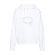 Hvit Bomull Hettegenser Sweatshirt