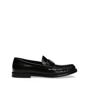 Svarte skinn slip-on sandaler