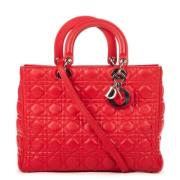 Pre-owned Rodt skinn Dior Lady Dior