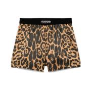 Leopardmønstret Elastisk Midje Shorts