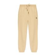 Beige Logo Sweatpants Elastisk Midje