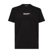 Svart Logo Bomull T-skjorte Crew Neck