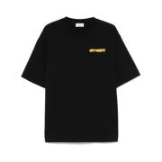 Svart Crew Neck Logo Print T-skjorte