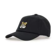 Svart Bomull Baseballcap med Logoer