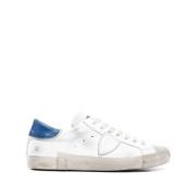 Multifarget Skinn Sneakers med Distressed Finish