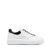 Stripete skinn sneakers svart