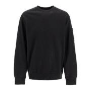 Børstet Bomull Crewneck Sweatshirt