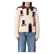 Intarsia Polo Sweater Flax Ss25