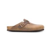 Brun Skinn Sandaler Slip-On Stil