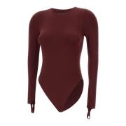 Burgunder Jersey Bodysuit med Cut-Out Detalj