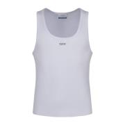 Hvit Ribbet Tank Top Skjorte