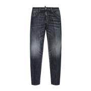 Svart Farget Stretch Bomull Jeans