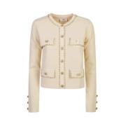 Beige Cardigan med Gullkjede