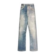 Oversize Trompe l'oeil Distressed Blå Jeans