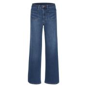 Blå Vasket Wide Leg Jeans