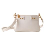 Hvit Skinn Crossbody Veske