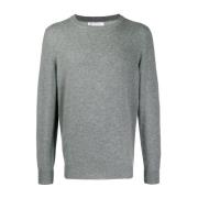 Luksuriøs Crew Neck Strikkegenser Lysegrå