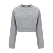 Monogram Cropped Sweatshirt med Ribbed Detaljer