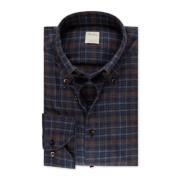 Navy Check Fitted Body Flannel Skjorte