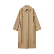 Beige Trench Coat med Trykknappelukking