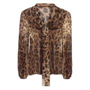 Leopardmønstret Chiffonbluse