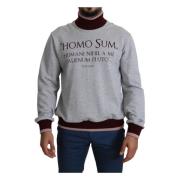 Latin Phrase Print Turtleneck Sweater