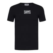 Sort Crewneck T-skjorte med Logo Print