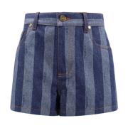 Denim Pequin Stripete Shorts