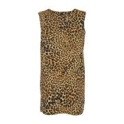 Leopardtrykk Kort Tech Fabric Kjole