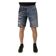 Tattered Bermuda Denim Shorts