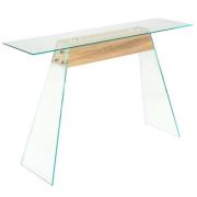 vidaXL Konsollbord MDF og glass 120x30x76 cm eikefarge